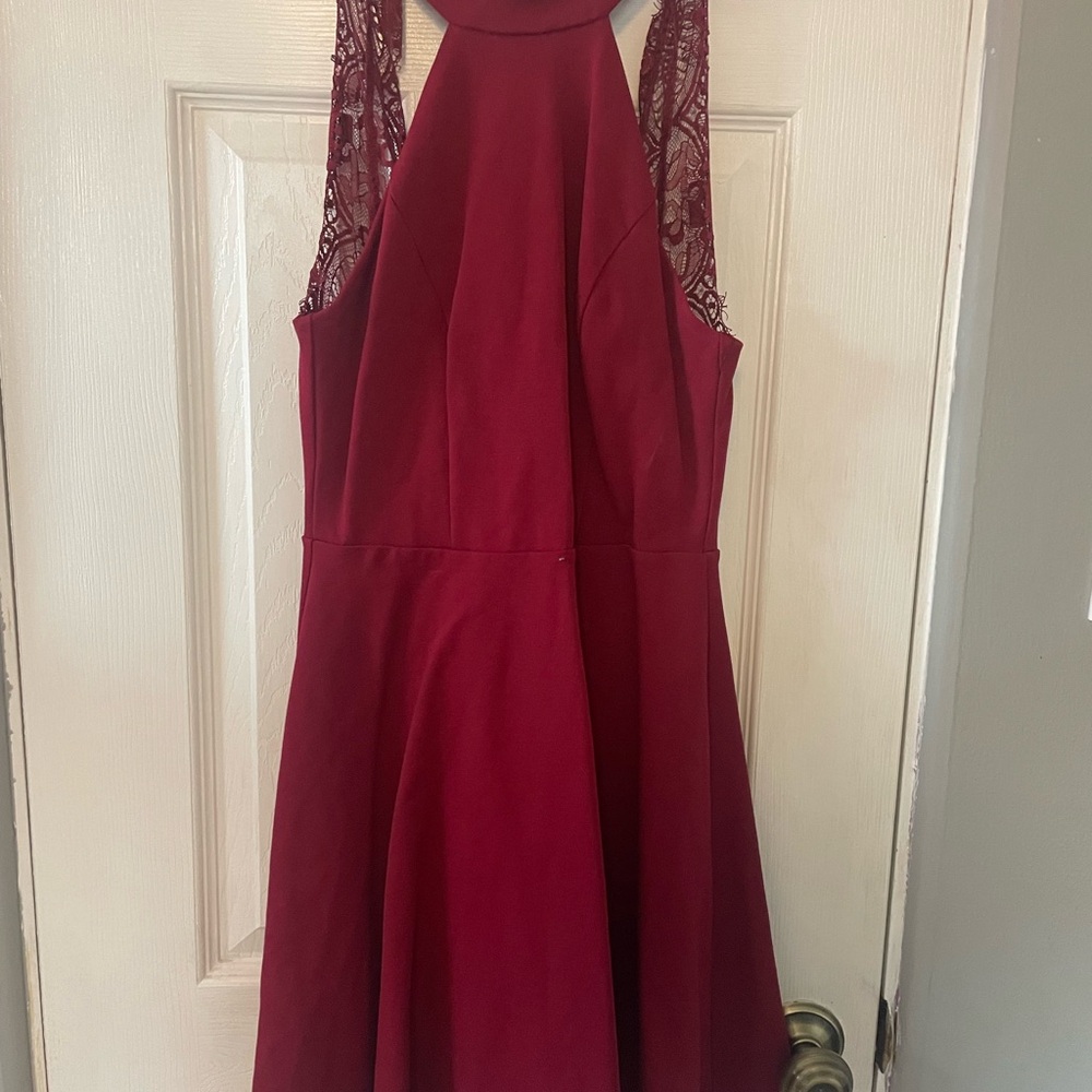 Lulu’s Red Lace Halter Dress